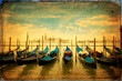Gondolas and Island of San Giorgio Maggiore - old card