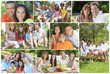 Multicultural Family Montage Outside Summer