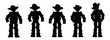 Cowboys in silhouette on a white background