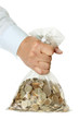 Foto: Hand holding a bag of money Hand holding a bag of money