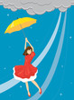 Vetor: Girl under umbrella Girl under umbrella
