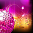 Vector: Musical notes with disco globe Musical notes with disco globe
