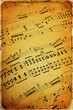 Musical scores on old paper - old card