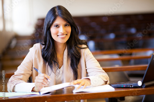 Photo: beautiful female indian college girl in lecture hall beautiful female indian college girl in lecture hall