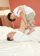 happy father and son