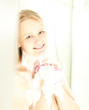 Caucasian female showering