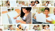 Montage Three Generations People Technology Lifestyle