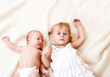 Little girl and baby in diaper