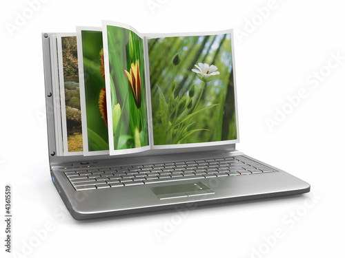 Illustration: Photoviewer. Photo album as laptop screen Photoviewer. Photo album as laptop screen
