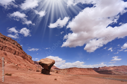 Photo: The giant "mushroom" of sandstone and the midday sun The giant "mushroom" of sandstone and the midday sun