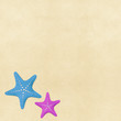 Starfish on beach recycled papercraft background