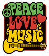 Peace Love Music in Rasta Colors
