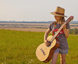 Gitarre Mädchen Sommer