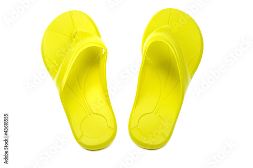 Photo: Yellow flip flops, white background Yellow flip flops, white background