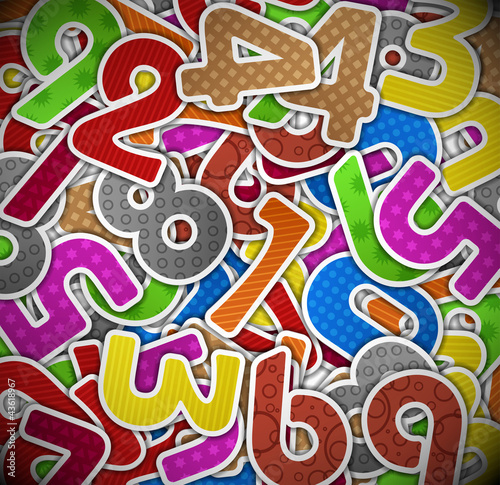 Vector: Background with colorful numbers of paper Background with colorful numbers of paper