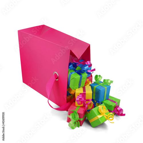 Illustration: Rosa Geschenktasche mit Geschenken Rosa Geschenktasche mit Geschenken