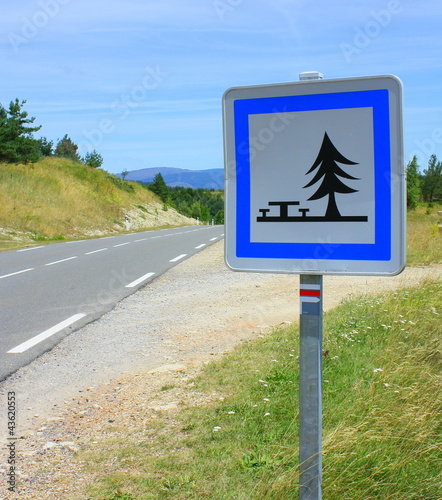 Photo: panneau,aire de repos panneau,aire de repos