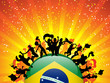Brazil Sport Fan Crowd with Flag