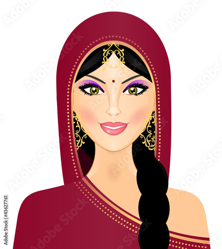 Vector: Vector illustration of Indian woman smiling Vector illustration of Indian woman smiling
