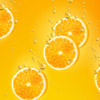 Vektor: Vector Illustration of Orange Fruits falling in liquid Vector Illustration of Orange Fruits falling in liquid