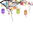 Vector Autumnal Background with lanterns