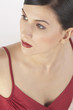 Top view of a lady in red dress