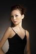 Woman in black dinner dress