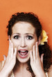 Woman screaming in shock