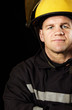 Fireman in full uniform and safety helmet