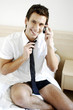 Businessman talking on the hand phone