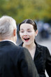Businesswoman happy to see her client