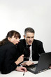 Businessman and businesswoman in shock