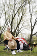 Man camping in the park
