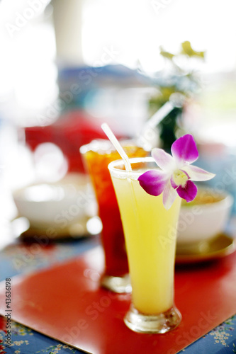 Photo: Orange juice and ice lemon tea Orange juice and ice lemon tea