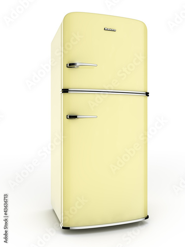 Illustration: retro yellow refrigerator retro yellow refrigerator