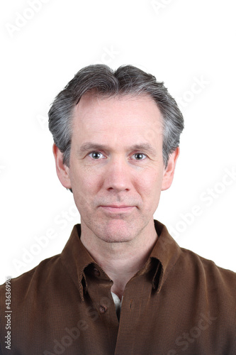 Photo: 40-50 year middle aged man with brown shirt 40-50 year middle aged man with brown shirt