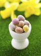Mini eggs in egg cup