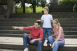 Parents and son at the staircase