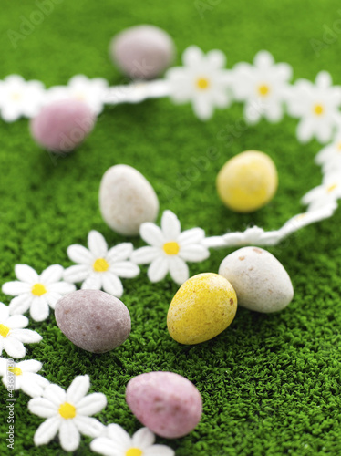 Photo: Mini eggs on grass Mini eggs on grass