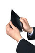 Businessman showing his empty wallet