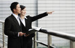 Businessman and businesswoman having discussion