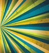 Multicolor beams grunge background. A vintage poster.