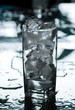 A glass of ice cubes