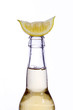 Lemon on a glass bottle