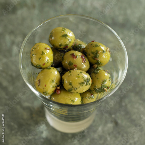 Photo: Glass of fresh Italian olives Glass of fresh Italian olives