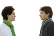 Two men looking face to face