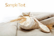 Flour and wheat grain on sackcloth