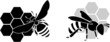 black bee silhouette isolated on white background