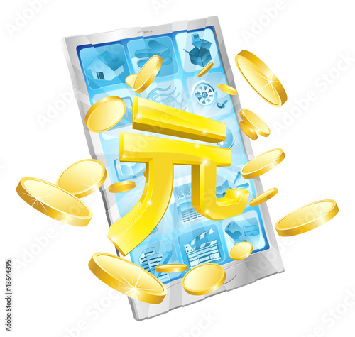 Vector: Yuan money phone concept Yuan money phone concept