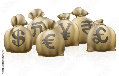 Vector: Foreign currency exchange sacks Foreign currency exchange sacks